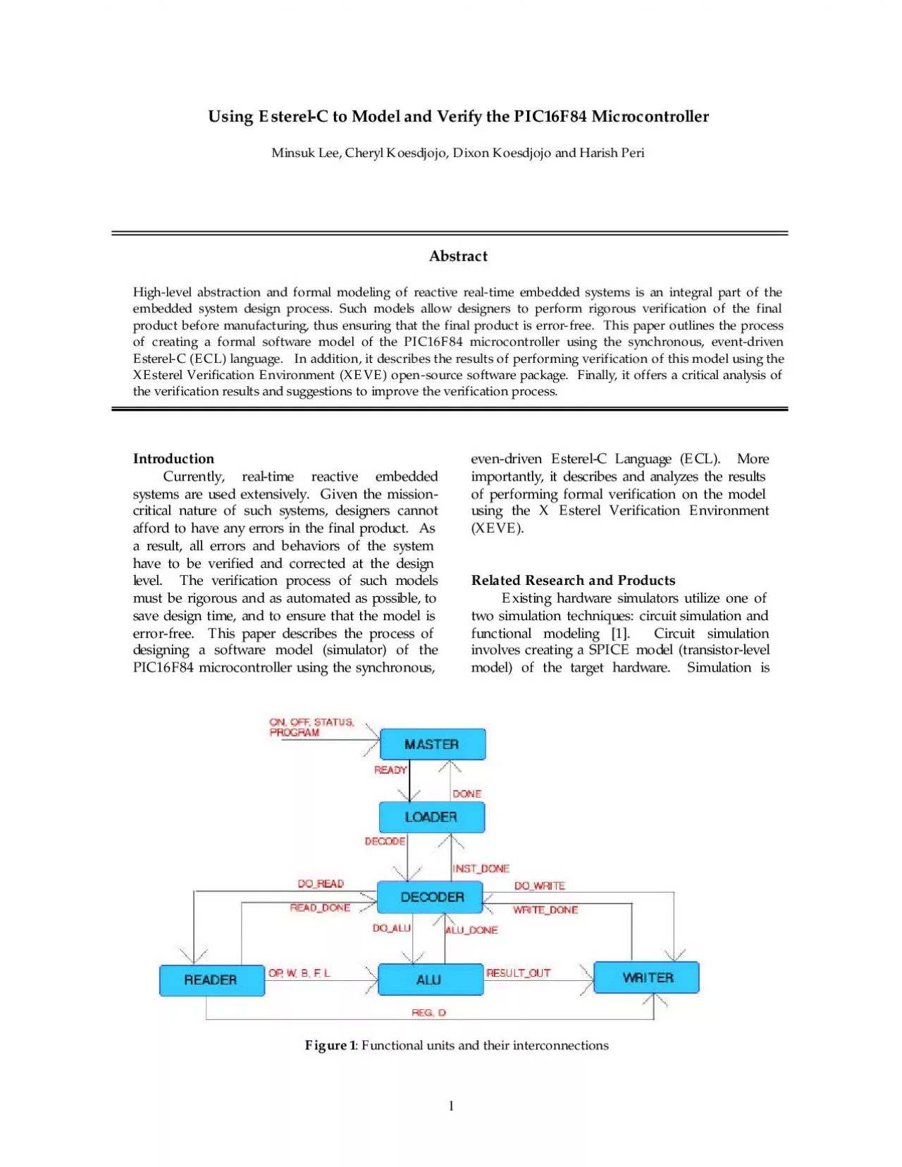 PDF-Using EsterelC to Model and Verify the PIC16F84 Microcontroller Mins