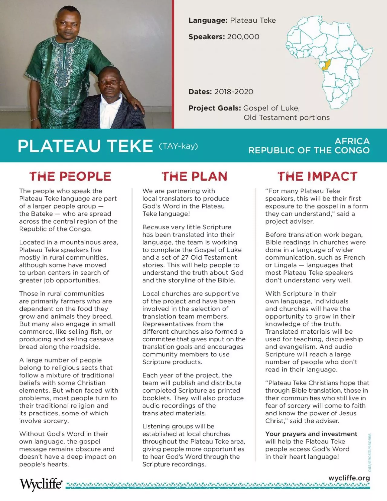 PDF-PLATEAU TEKE Plateau TekeSpeakers 200000Dates 20182020Project Goals G