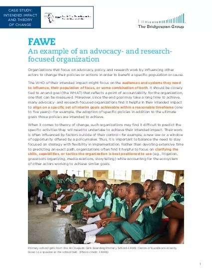 FAWEAn example of an advocacy and researchfocused organizationOrgani