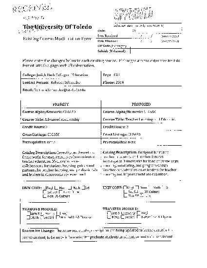 4iSl 0  T hesU igExisting Course Modification FormAdministrative Use O