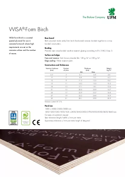 PDF-WISAForm Birch is a coated concrete formwork where high concrete surf