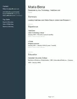 Maria Bena Example Resume