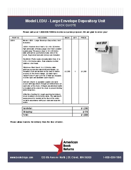 Model LEDU  Large Envelope Depository Unit