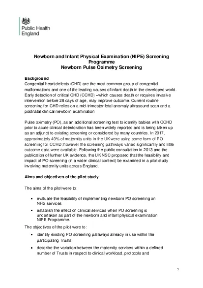 Newborn and Infant Physical Examination NIPE Screening