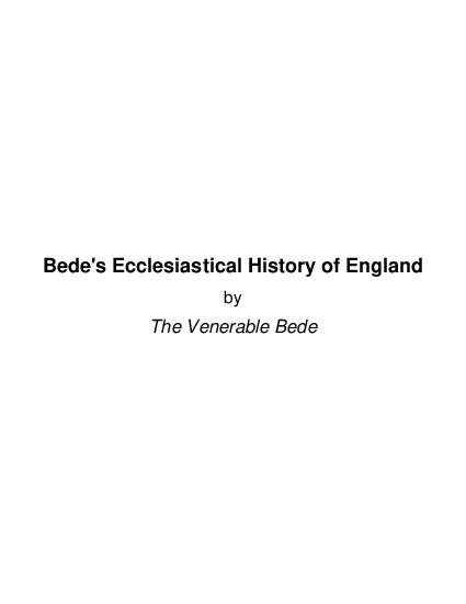 Bedes Ecclesiastical History of EnglandbyThe Venerable Bede