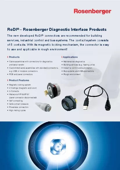 Rosenberger Diagnostic Interface Products connectors are recommended f