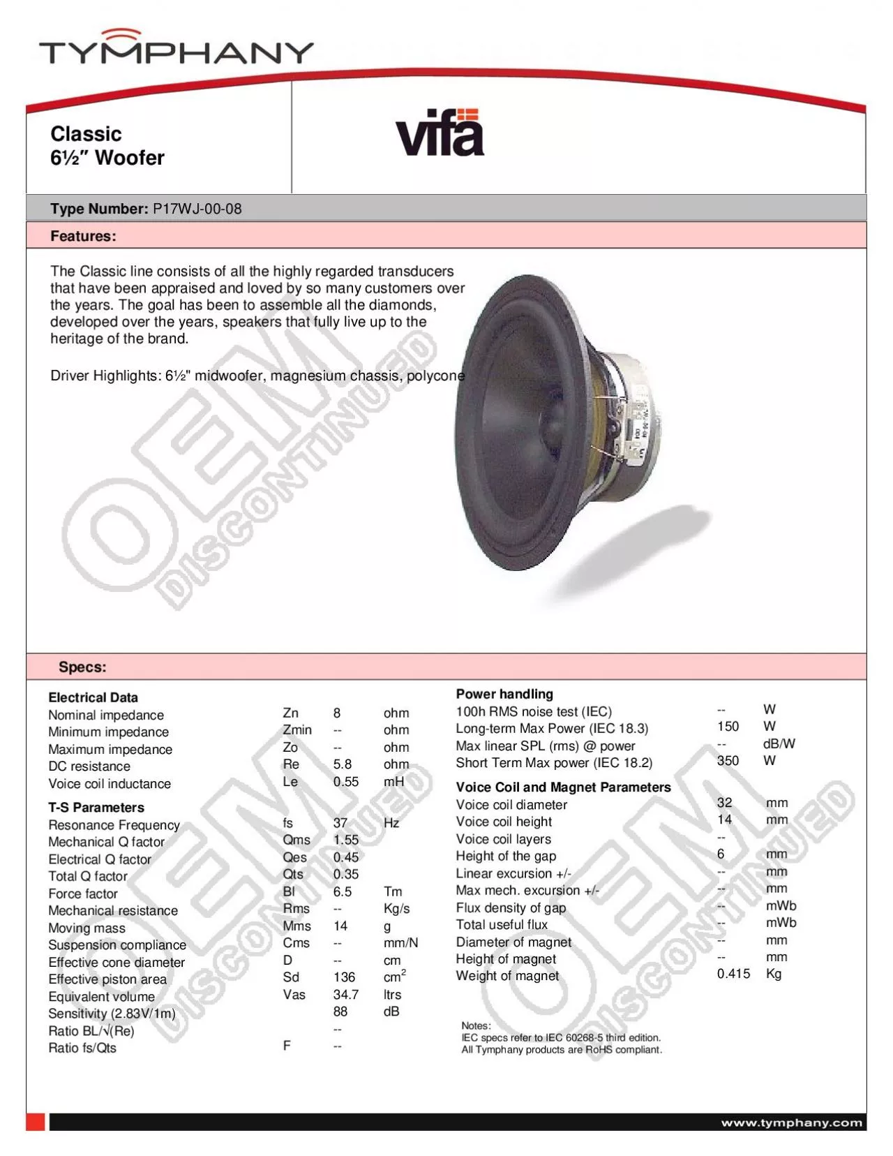 PDF-Type Number P17WJ0008 Features