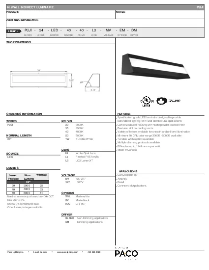 PDF-IN WALL INDIRECT LUMINAIRE