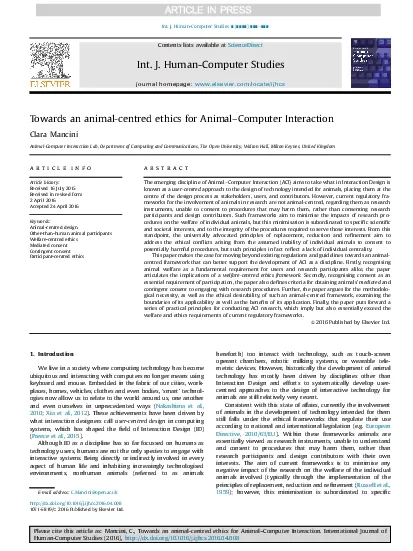 TowardsananimalcentredethicsforAnimalComputerInteractionClaraManciniA