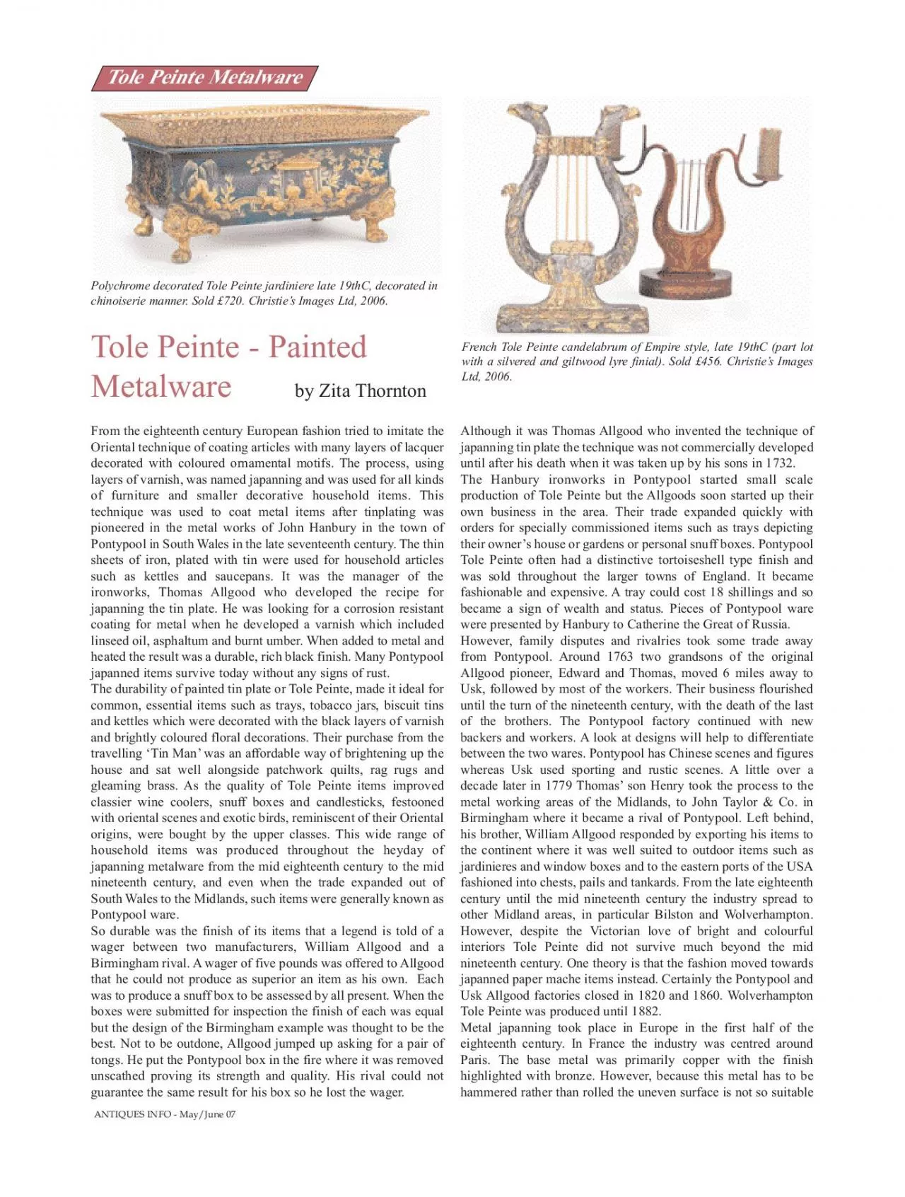 PDF-ANTIQUES INFO MayJune 07 TolePeinte PaintedMetalware by Zi