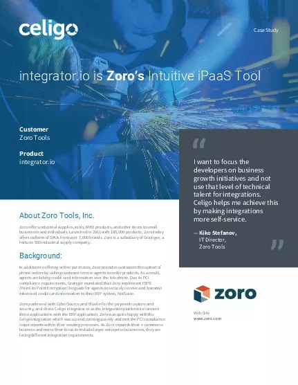 Case Studyintegratorio is Zoro146s Intuitive iPaaS ToolProductintegrat