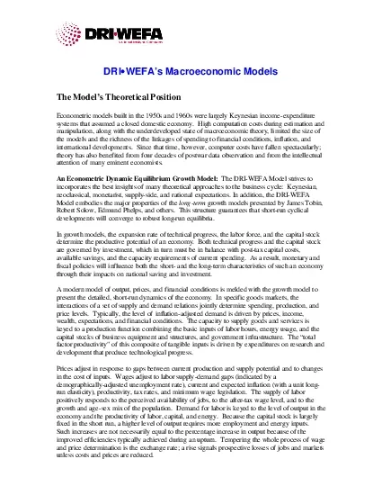 DRIWEFA146s Macroeconomic Models The Model146s Theoretical Position  E