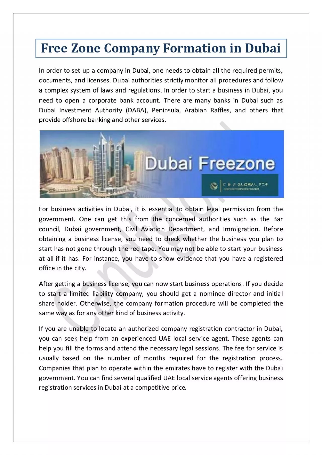 PDF-Free Zone Company Formation in Dubai