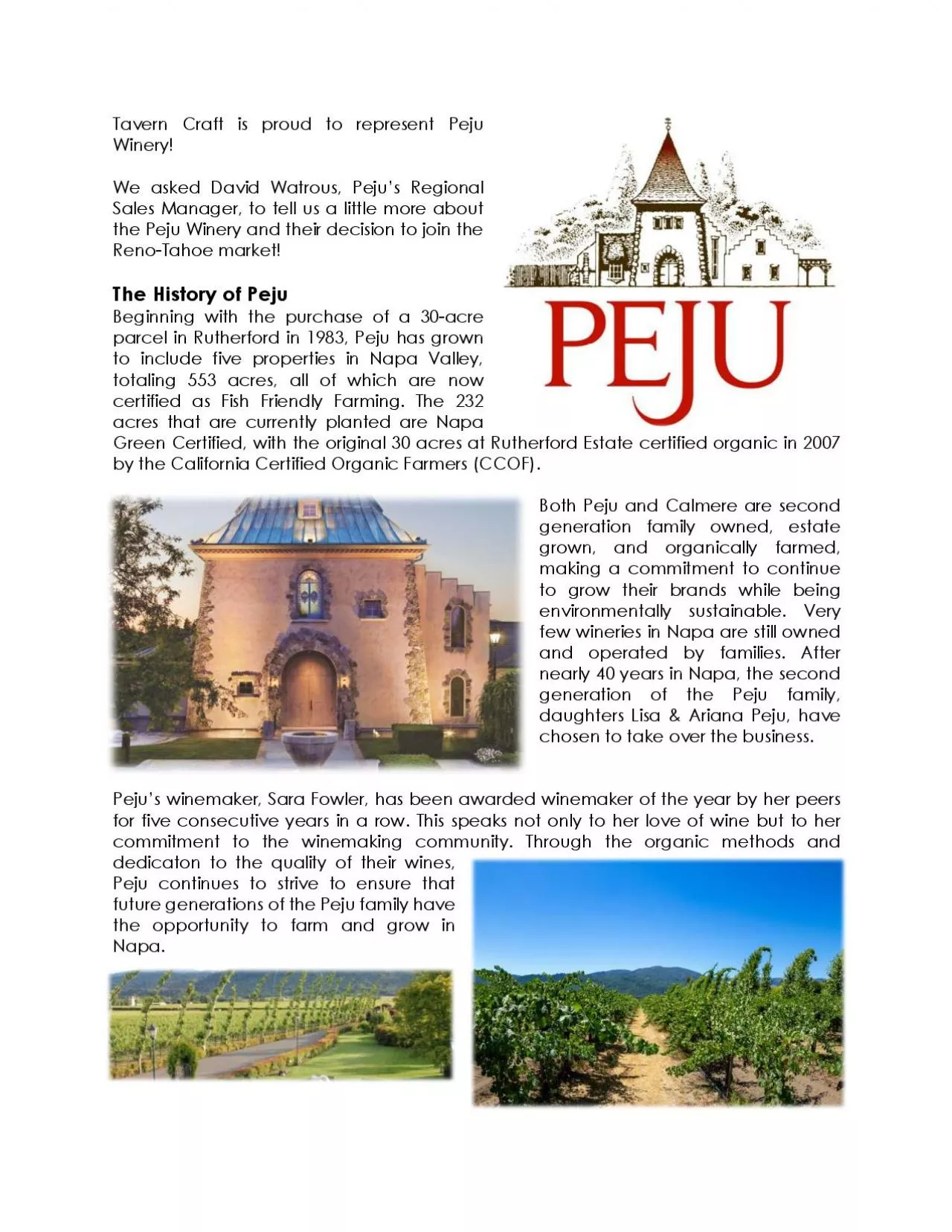 PDF-Tavern Craft is proud to represent Peju