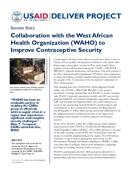 Success Story Collaboration with the West African Health Organization