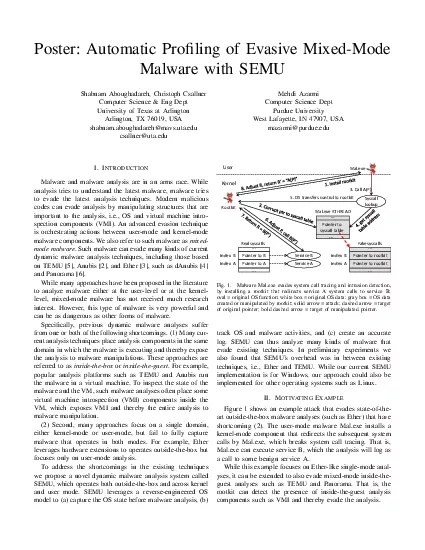 PosterAutomaticPro2lingofEvasiveMixedModeMalwarewithSEMUShabnamAbough