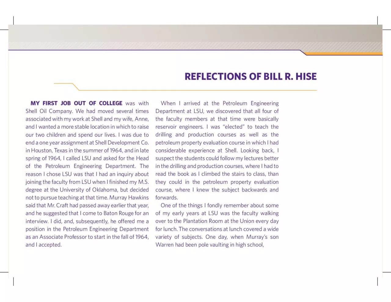 PDF-REFLECTIONS OF BILL R HISEMY FIRST JOB OUT OF COLLEGE was withShell Oi