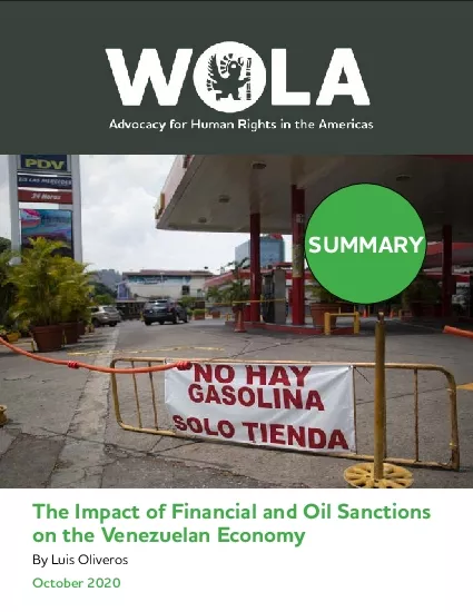 The Impact of Financial and Oil Sanctions on the Venezuelan Economy