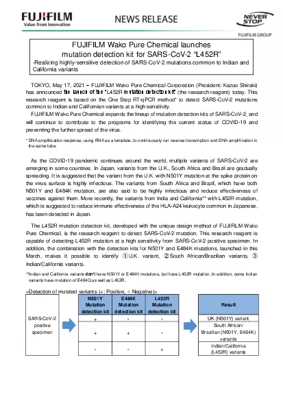 PDF-FUJIFILM Wako Pure Chemical launches