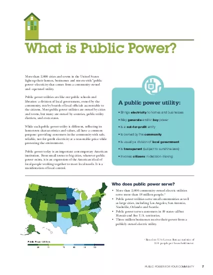 PUBLIC POWER FOR YOUR COMMUNITY