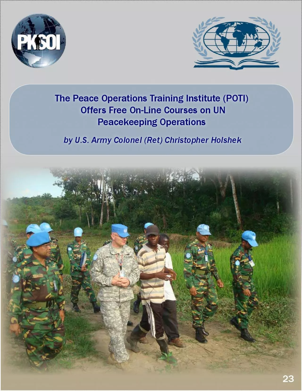 PDF-The Peace Operations Training Institute POTI Offers Free OnLine Cours