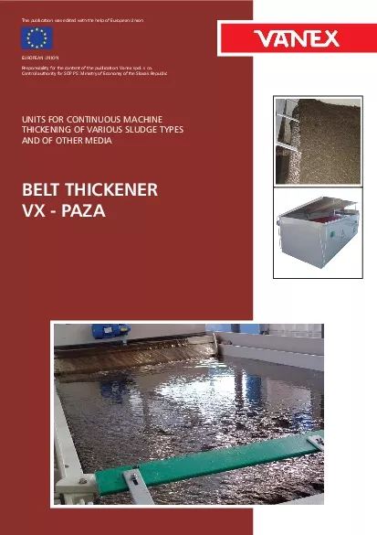 BELT THICKENER VX  PAZA The belt thickeners are machines designed for