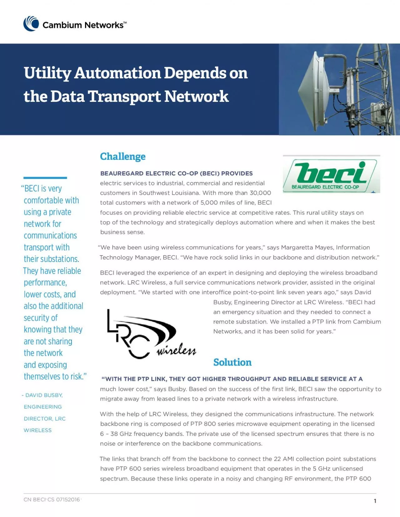 PDF-ChallengeBEAUREGARD PROVIDES electric services to industrial commerci