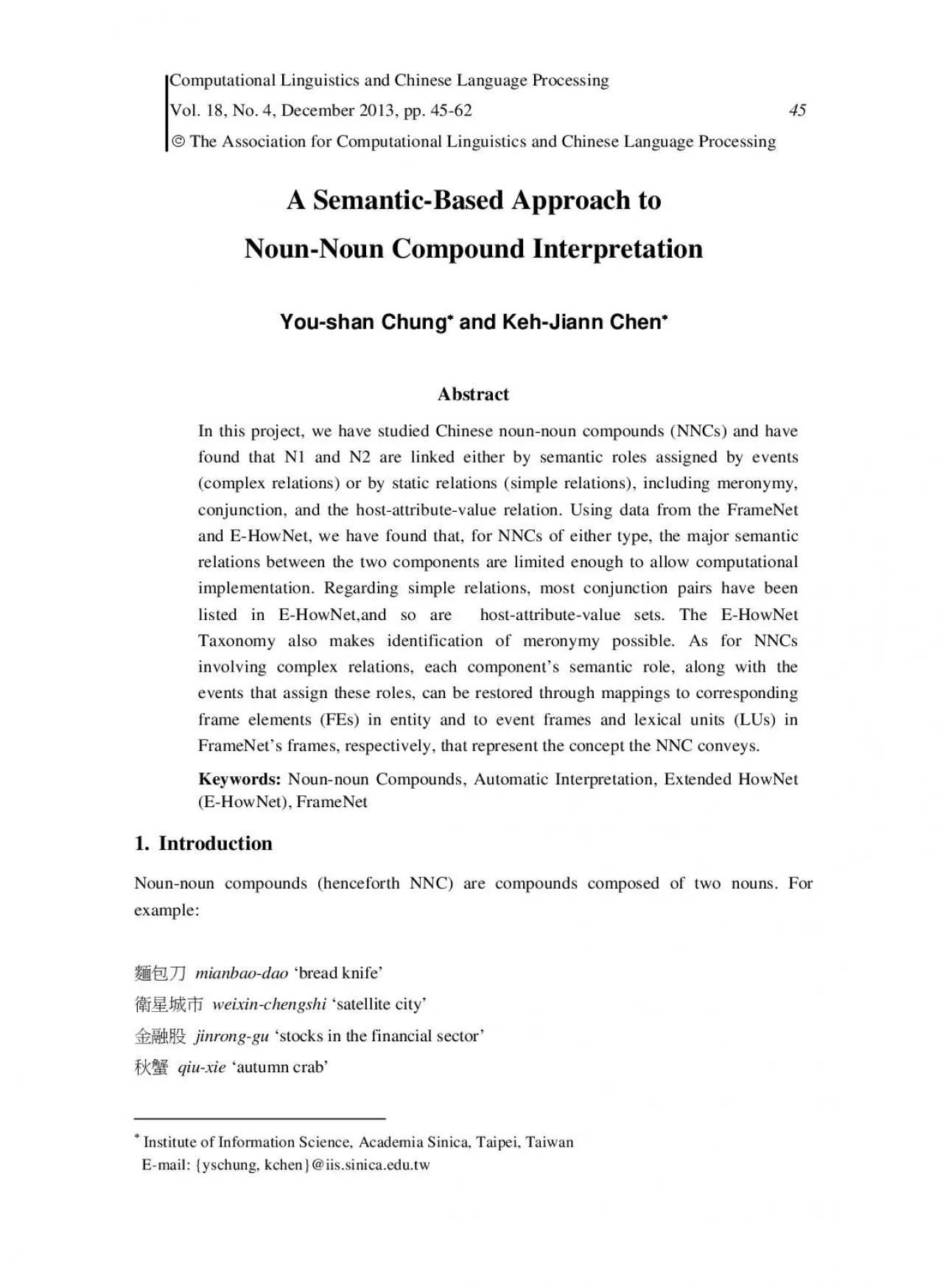 PDF-Computational Linguistics and Chinese Language Processing Vol 18 No 4