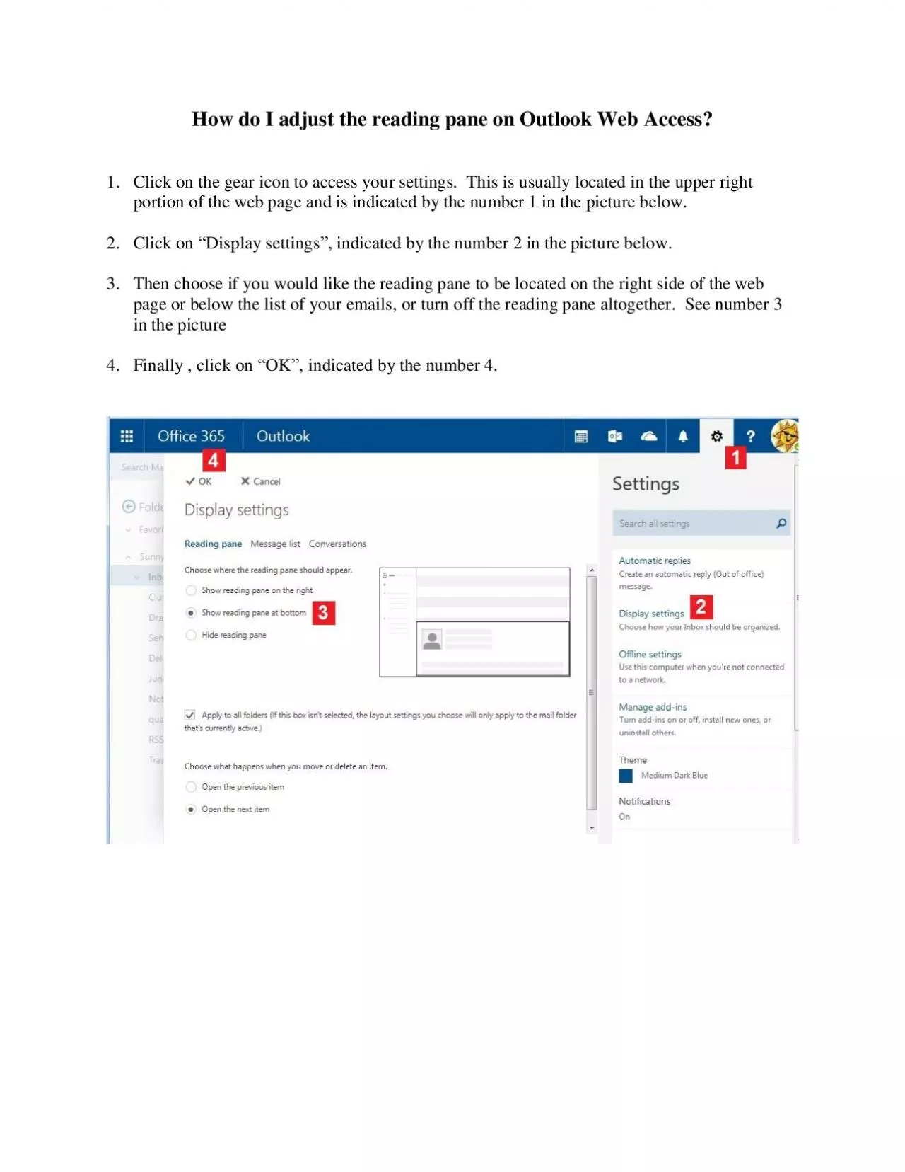 PDF-How do I adjust the reading pane on Outlook Web Access