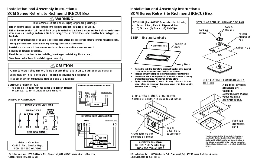 Installation and Assembly Instructions