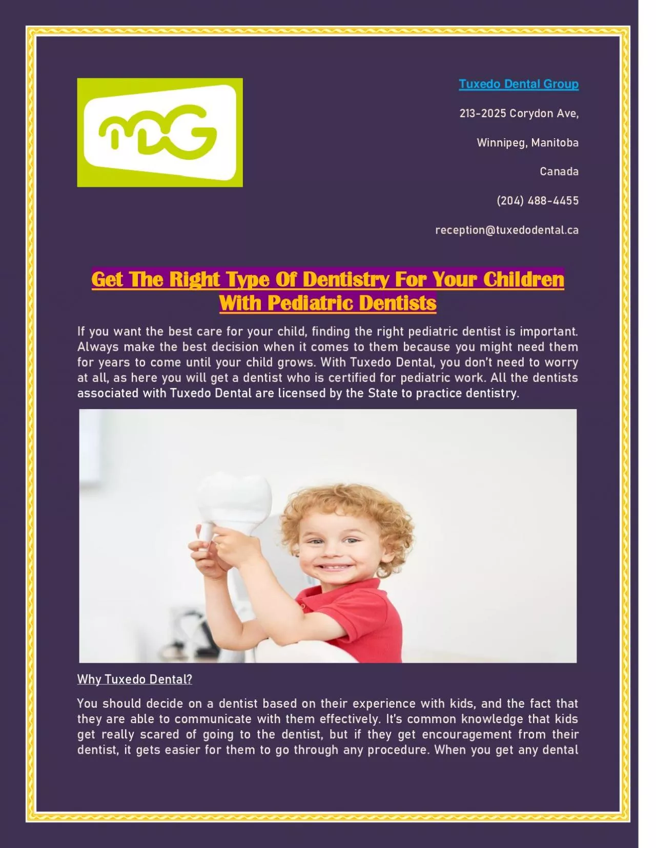 PDF-Get The Right Type Of Dentistry For Your Children With Pediatric Dentists