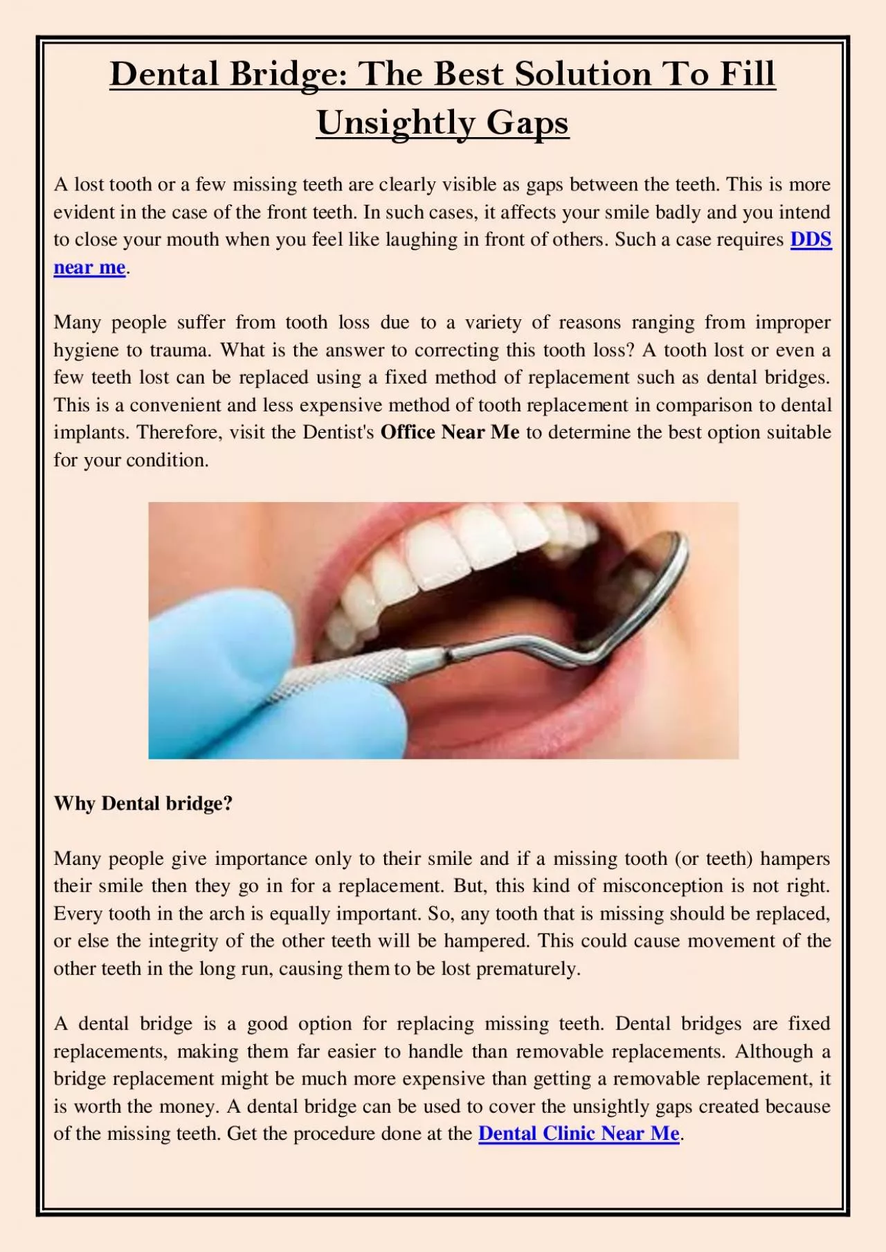 PDF-Dental Bridge: The Best Solution To Fill Unsightly Gaps