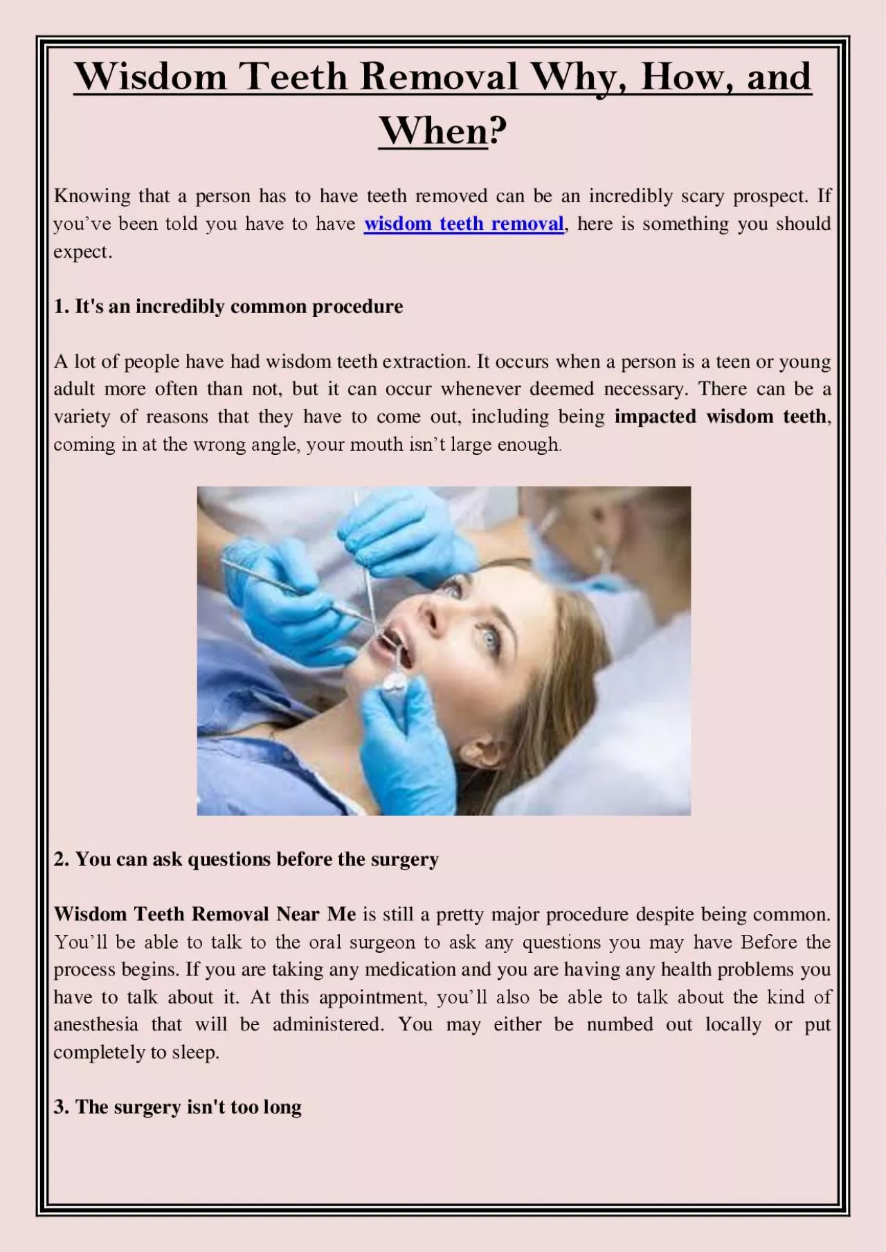 PDF-Wisdom Teeth Removal Why, How, and When?