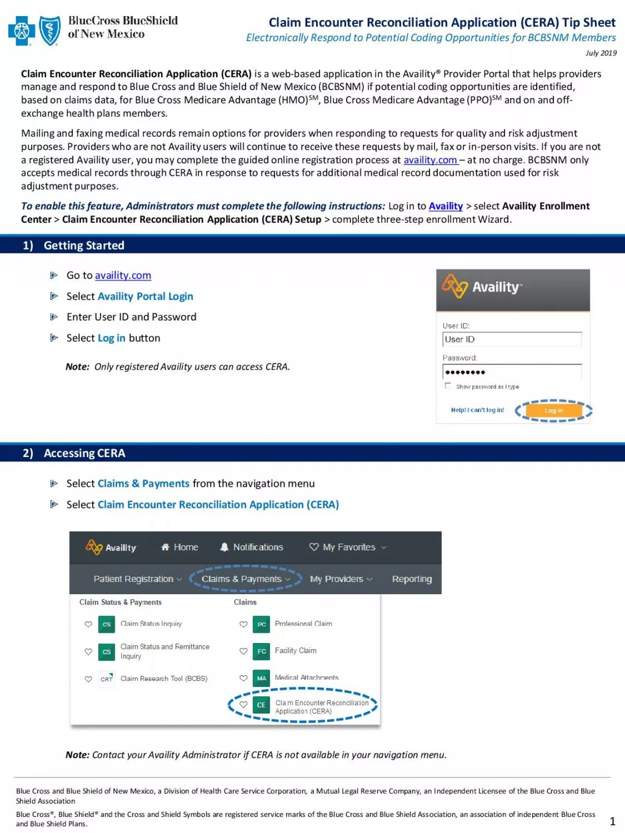 PDF-Claim Encounter Reconciliation Application CERA Tip Sheet