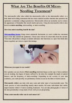 What Are The Benefits Of Micro-Needling Treatment?