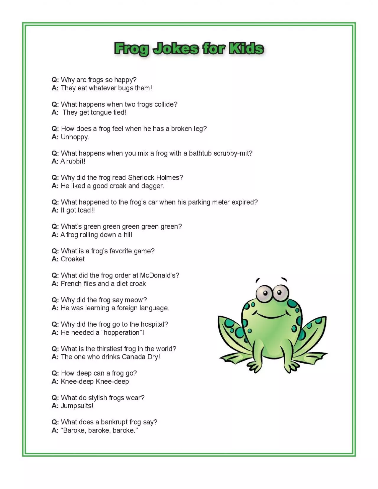 PDF-Frog Jokes for Kids