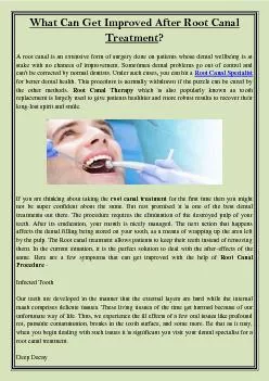 What Can Get Improved After Root Canal Treatment?