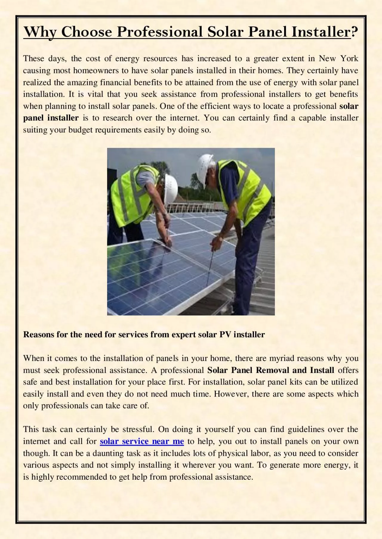 PDF-Why Choose Professional Solar Panel Installer?