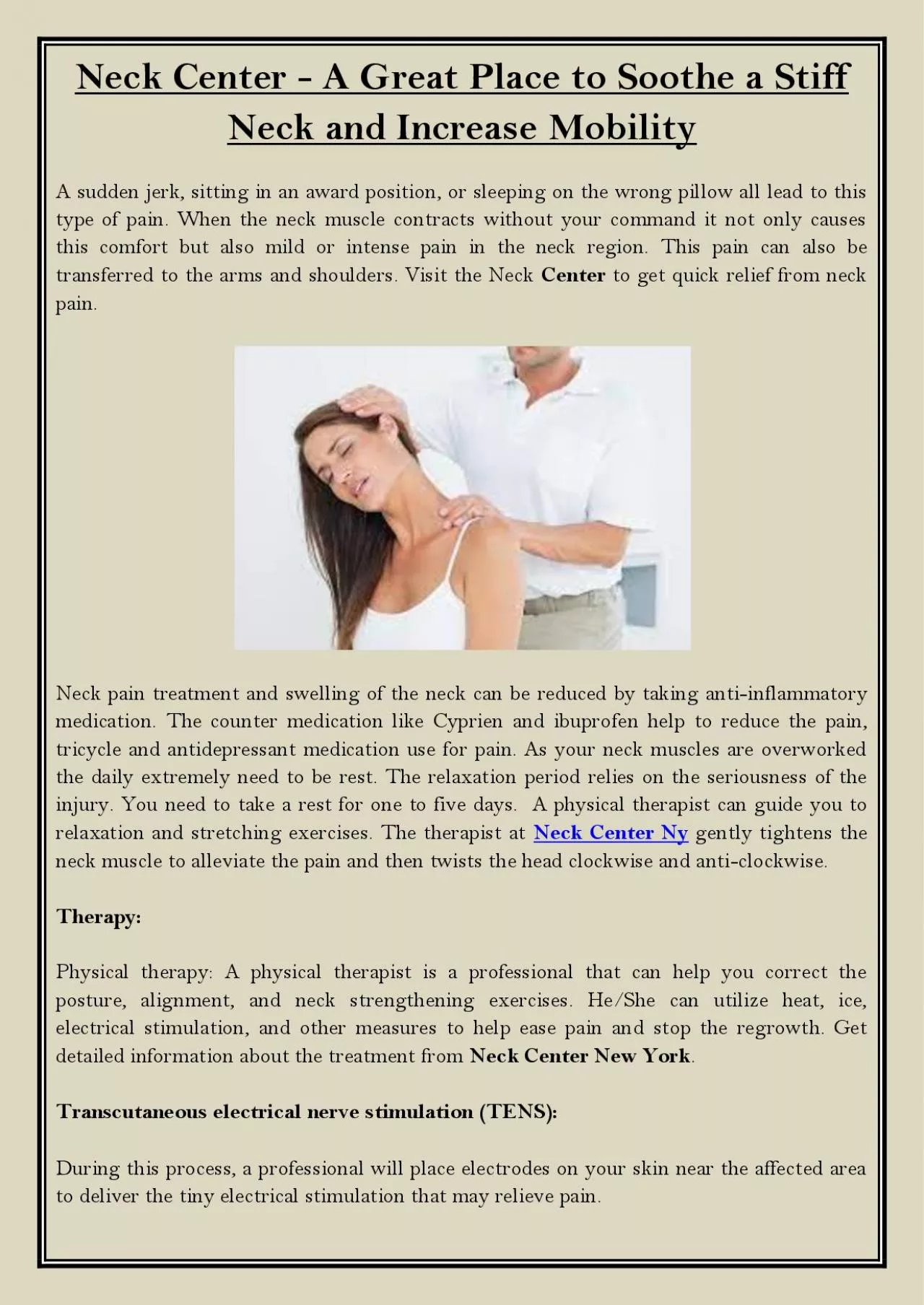 PDF-Neck Center - A Great Place to Soothe a Stiff Neck and Increase Mobility