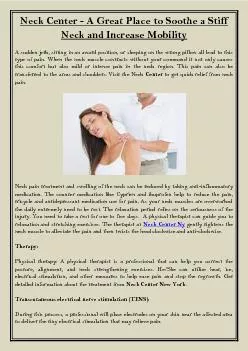 Neck Center - A Great Place to Soothe a Stiff Neck and Increase Mobility