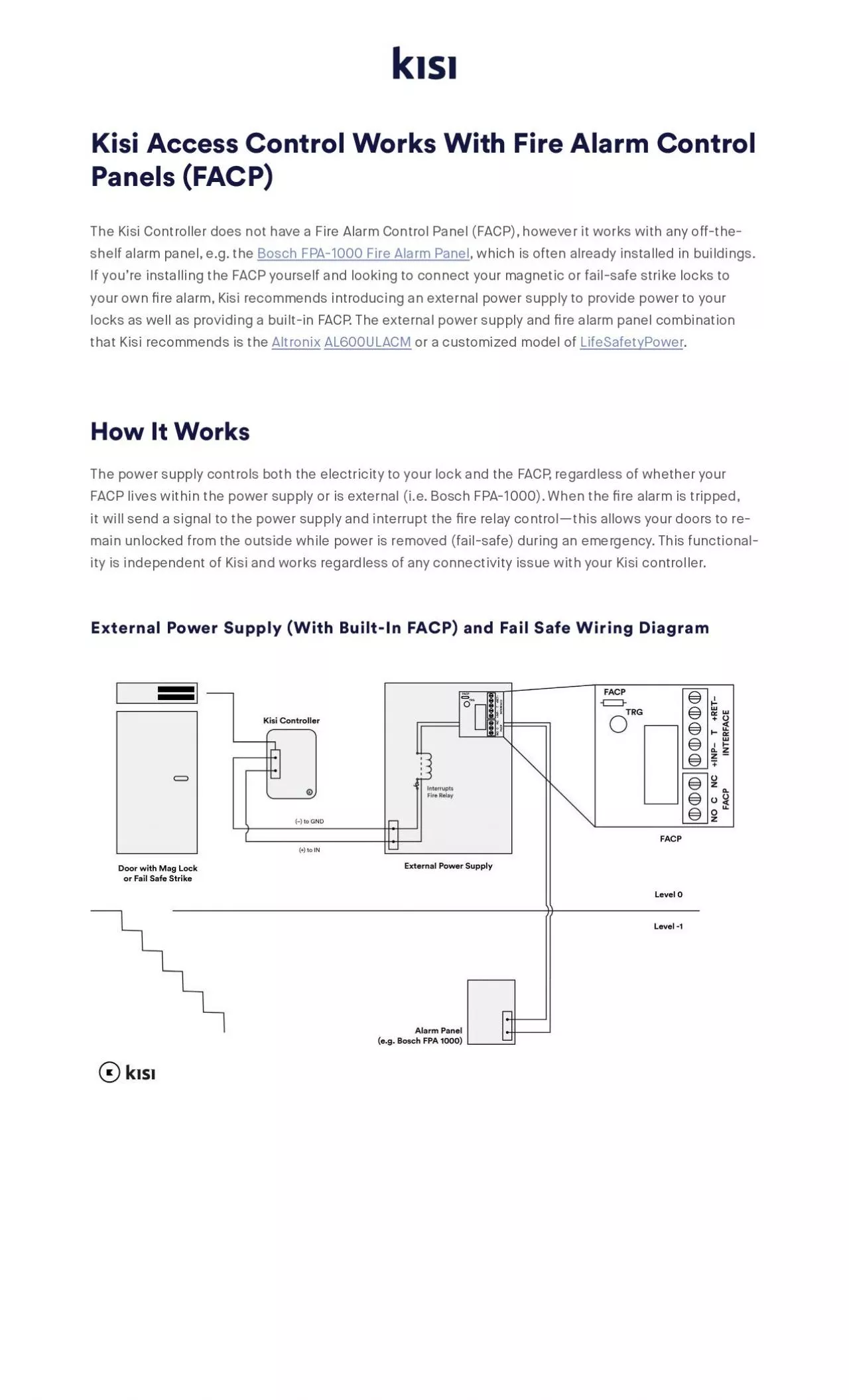 PDF-Kisi Access Control Works With Fire Alarm Control