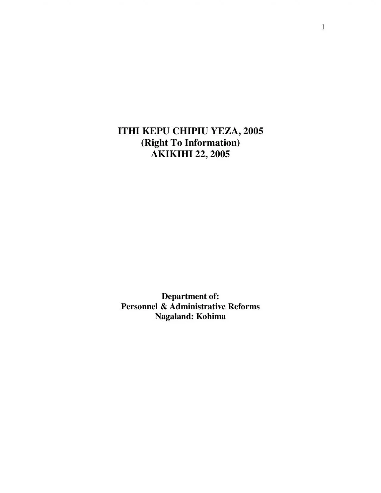 PDF-ITHI KEPU CHIPIU YEZA 2005 Right To Information AKIKIHI 22 2005 Depart