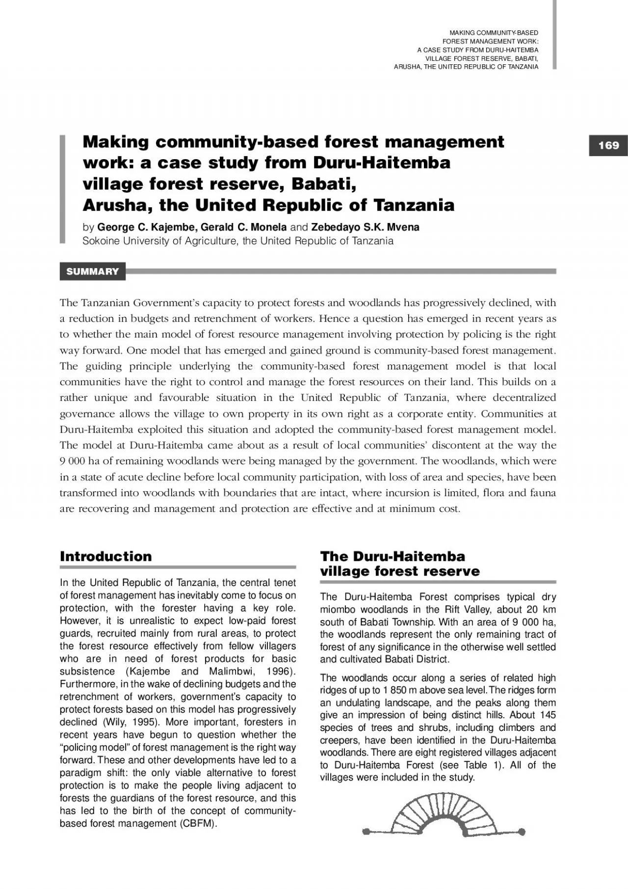 PDF-DuruHaitemba village forest reserveAs one of the few remaining tracts