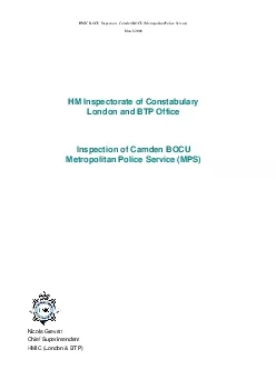 HMIC BOCU Inspection  Camden BOCU Metropolitan Police Service