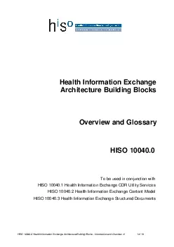 HISO 100400 Health Information Exchange Architecture Building Blocks