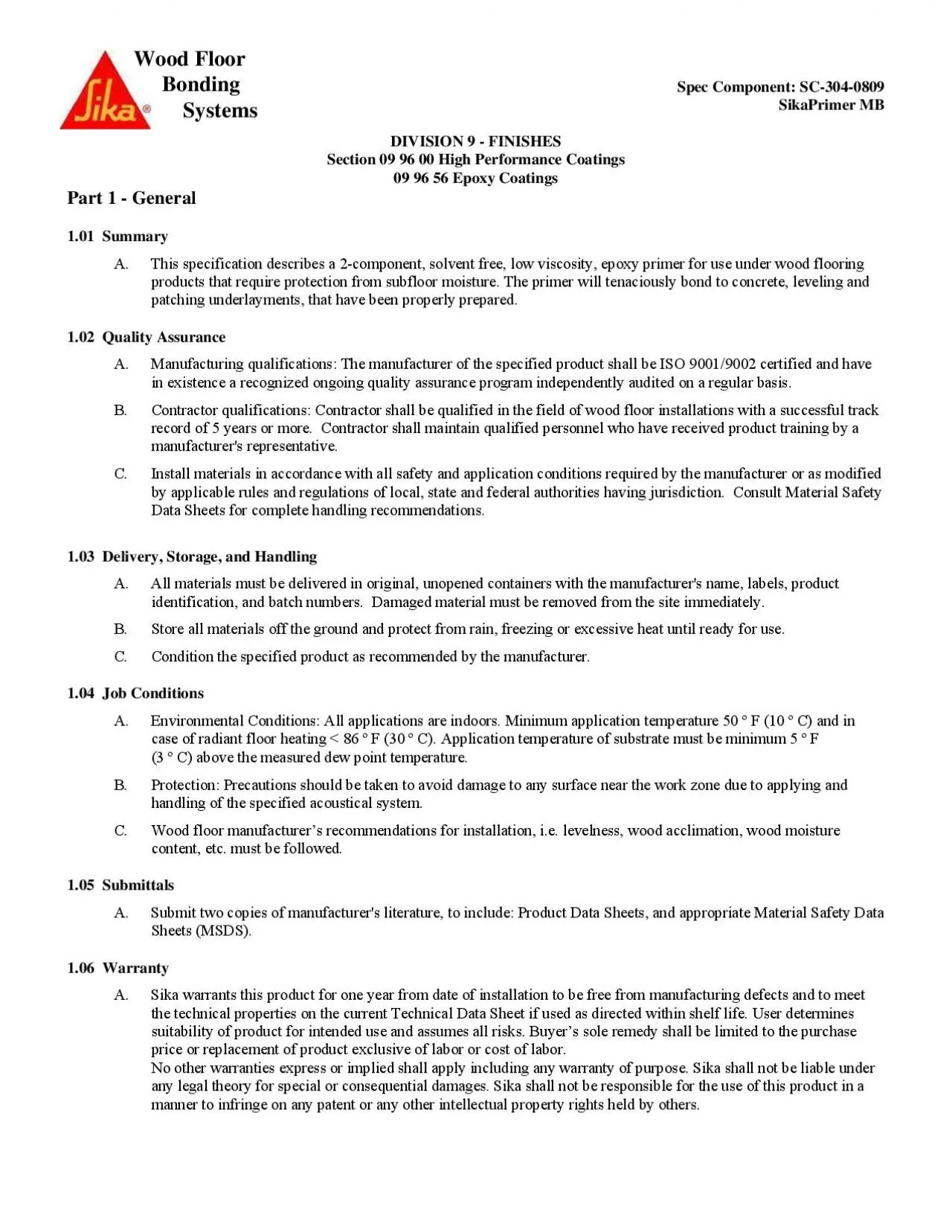 PDF-Section 09 96 00 High Performance Coatings 09 96 56 Epoxy Coatings