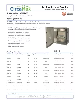 Building Entrance Terminal OUTDOOR  4000N SERIES  NEMA 4X