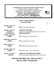 Divine Liturgy Schedule