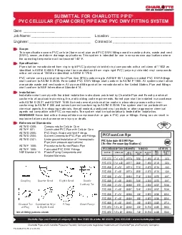 SUBMITTAL FOR CHARLOTTE PIPEPVC CELLULAR FOAM CORE PIPE AND PVC DWV FI