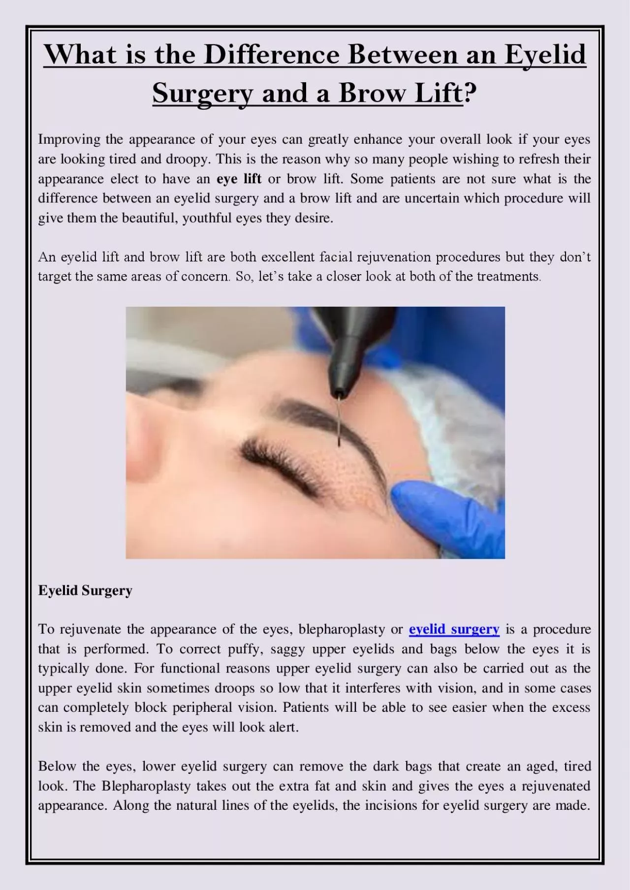 PDF-What is the Difference Between an Eyelid Surgery and a Brow Lift?